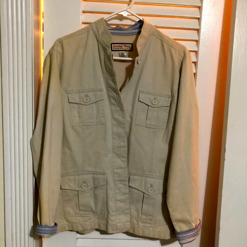 🌻Jamaica Bay 100% Cotton Preppy Jacket Size L💛 - Picture 1 of 5